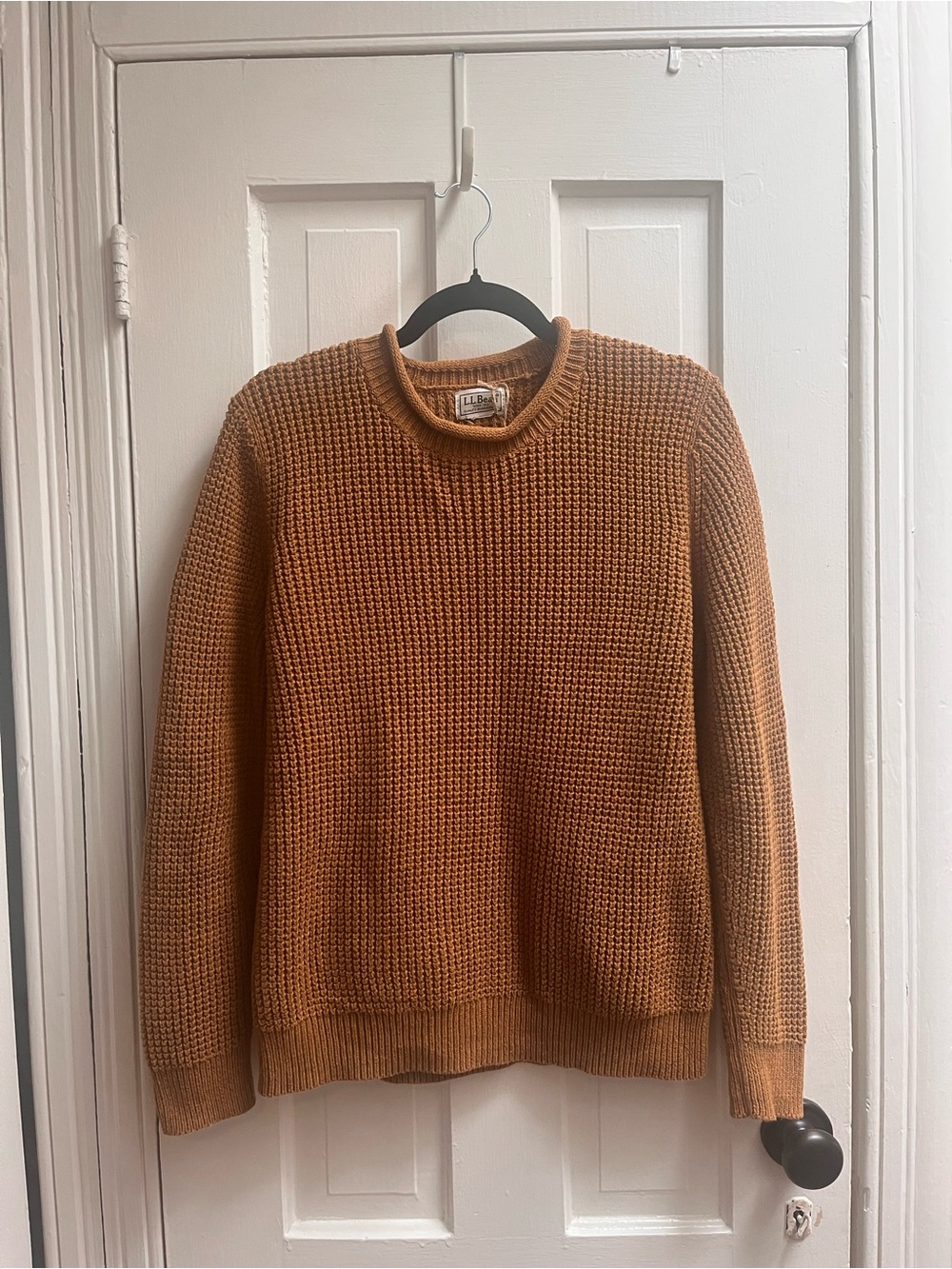 L.L.Bean Organic Cotton Waffle Sweater, Rollneck Crew M - L